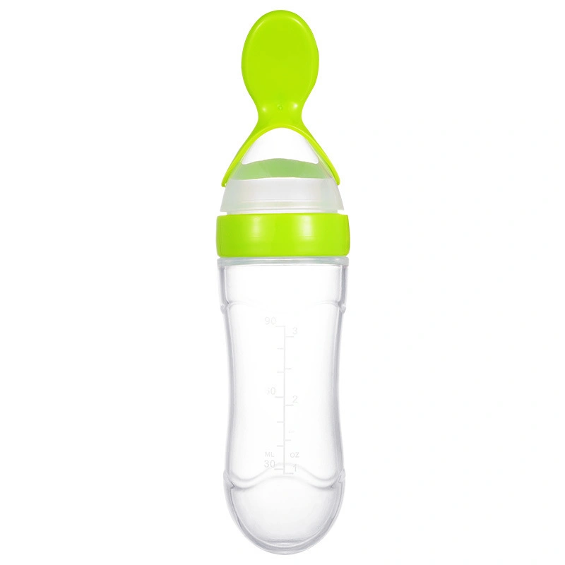 Factory Price 90ml Silicone Paste Feeding Bottle Feeder with Spoon for Feeding Baby