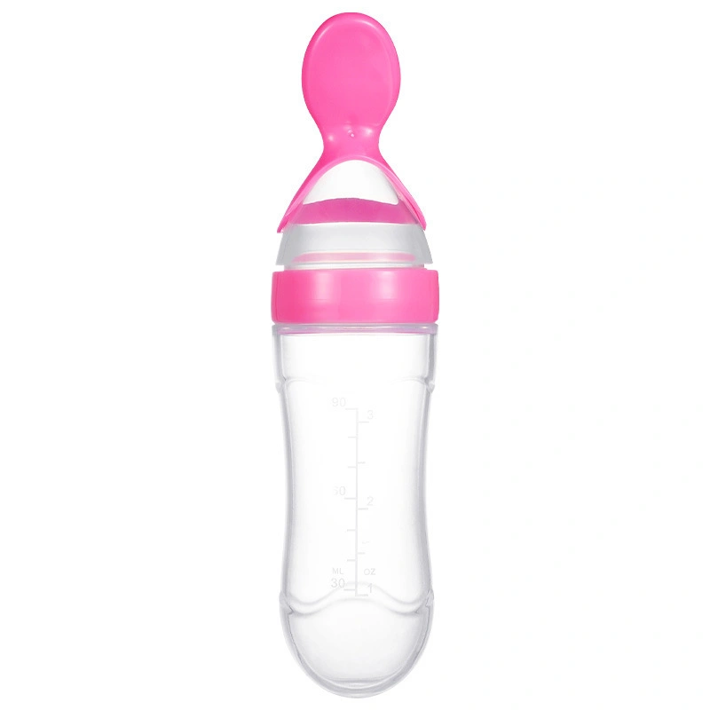 90ml Baby Care Silicone Paste Food Feeding Bottle Feeder with Baby Spoon Head