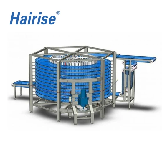 Hairise personalizado disponível produto comestível de refrigeração modular correia espiral transportadora com certificado FDA